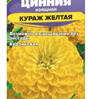 Цинния Кураж желтая карликовая