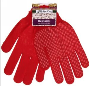 Перчатки нейлоновые с ПВХ покрытием "Классика" красные